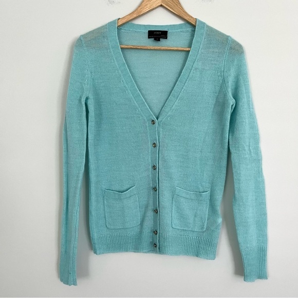 J. Crew Sweaters - J. Crew Italian Spun Alpaca Blend Jewel Button Cardigan Aquamarine, Size XS NWOT